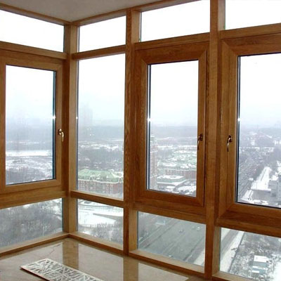 Дерево-алюминиевые окна в Квартира